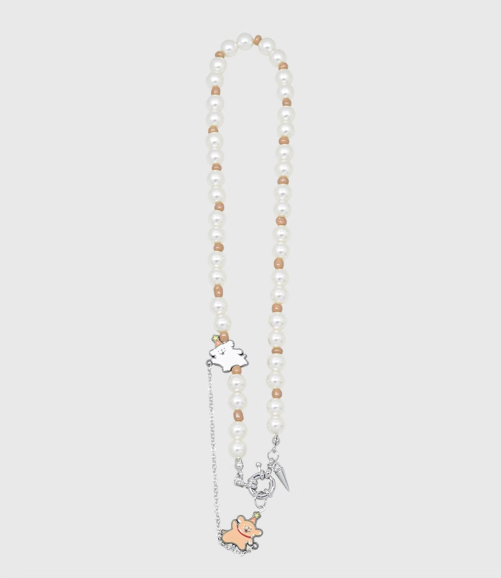 AWE Puppy Party Pendant Pearl Necklace