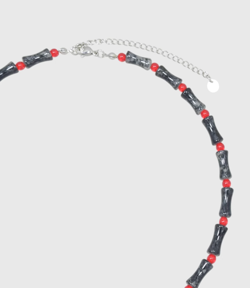 AWE Smiley Face Bamboo Beaded Necklace