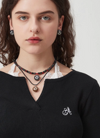 AWE Smiley Face Bamboo Beaded Necklace