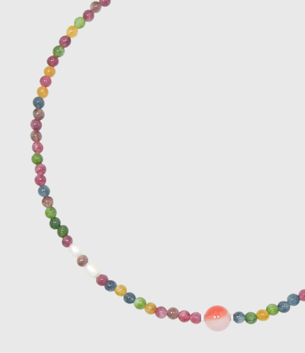 AWE Agate Tourmaline Beaded Necklace