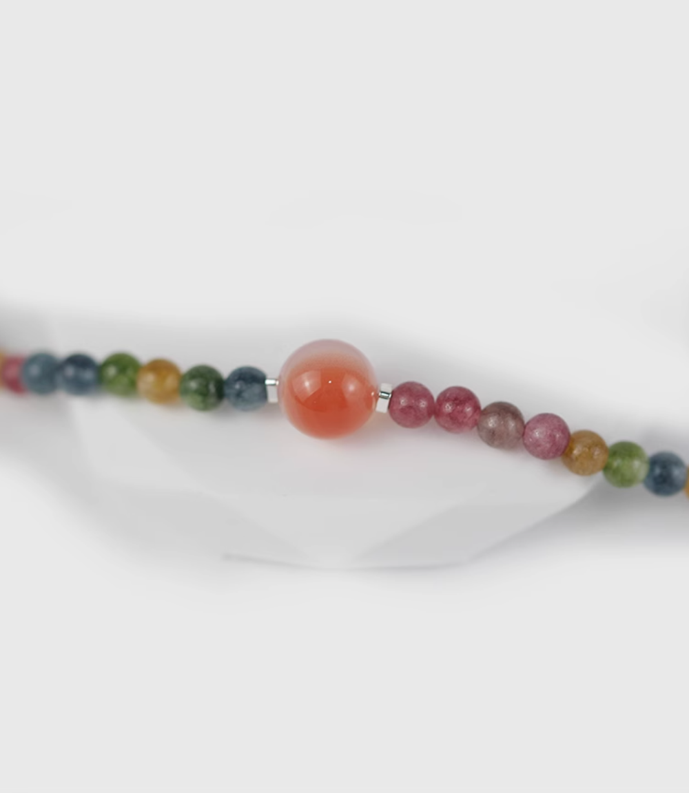 AWE Agate Tourmaline Beaded Necklace
