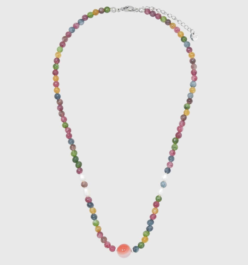 AWE Agate Tourmaline Beaded Necklace
