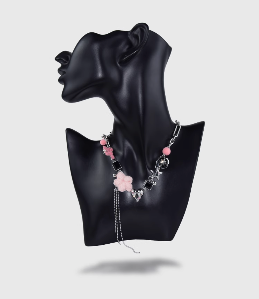 AWE Woven Flower Zirconia Chain Necklace