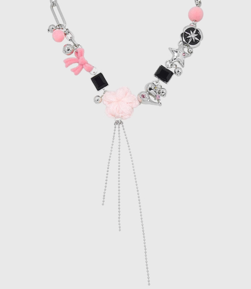 AWE Woven Flower Zirconia Chain Necklace