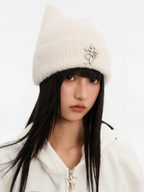 Small Town Kid Cat Ears Metal Logo Beanie