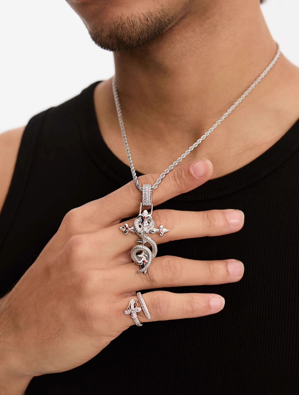 Small Town Kid Snake Pendant Cross Necklace