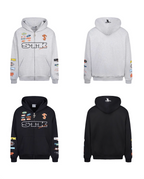 Small Town Kid Racing Badge Printed and Embroidered Zip-Up Hoodie
