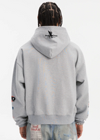 Small Town Kid Racing Badge Printed and Embroidered Zip-Up Hoodie