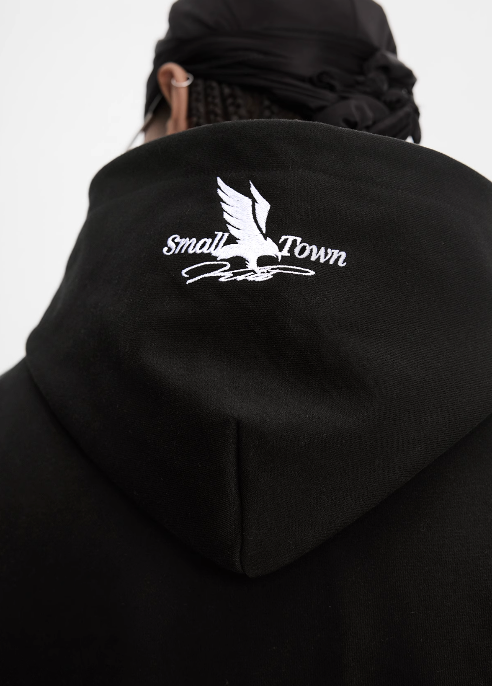 Small Town Kid Racing Badge Printed and Embroidered Zip-Up Hoodie