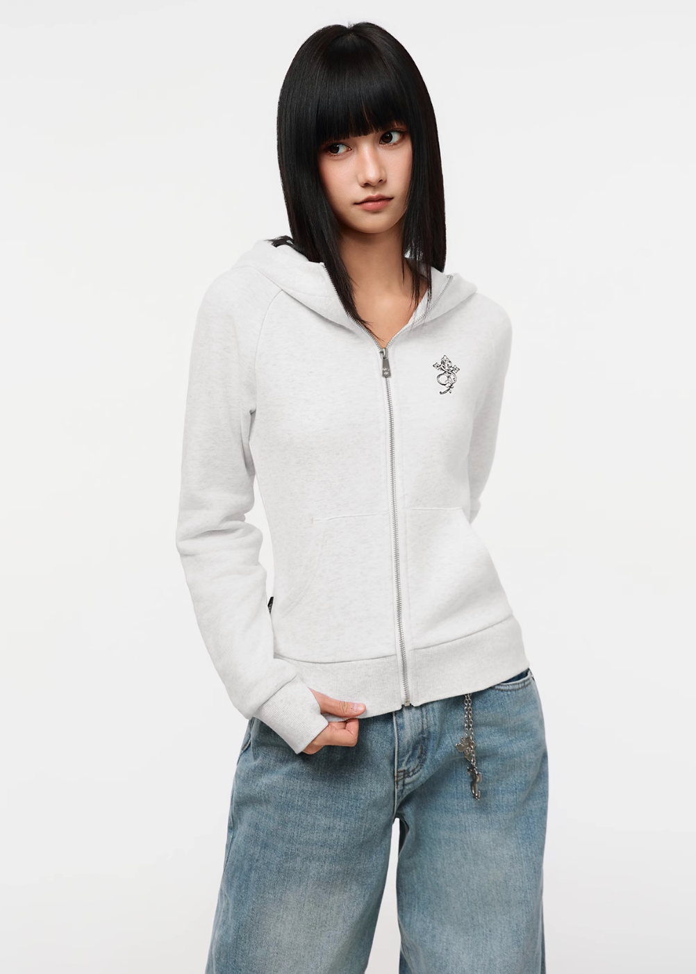 Small Town Kid Turtleneck Slim-Fit Short Zip-Up Hoodie