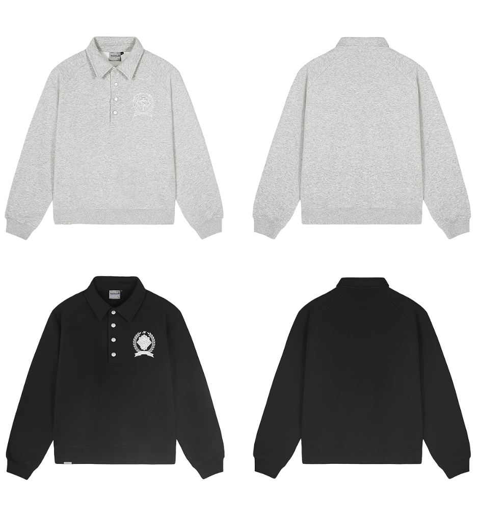 Small Town Kid Badge Embroidered Polo Sweatshirt