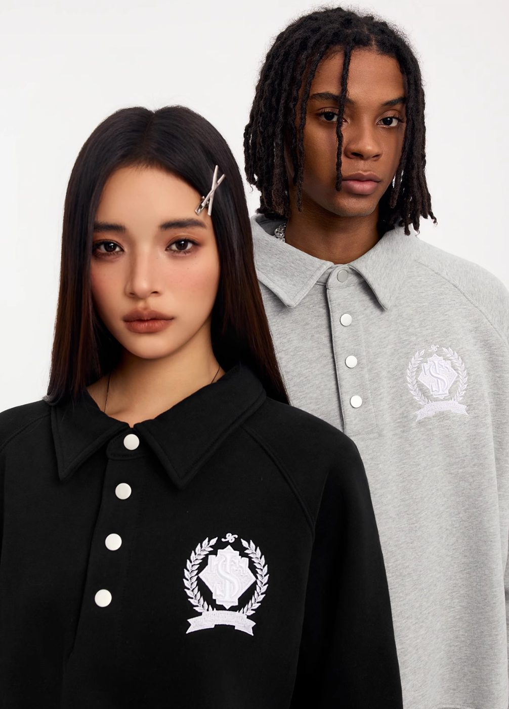 Small Town Kid Badge Embroidered Polo Sweatshirt