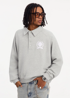 Small Town Kid Badge Embroidered Polo Sweatshirt
