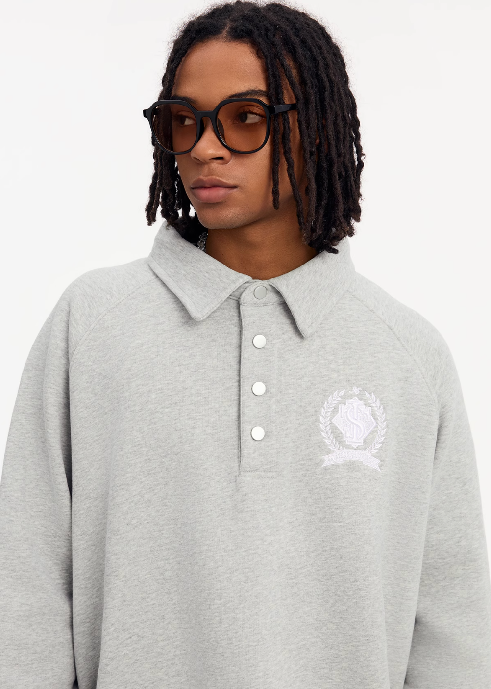 Small Town Kid Badge Embroidered Polo Sweatshirt
