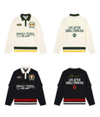 Small Town Kid 3D Embroidered Badge Fake Two-Piece Long-Sleeve Polo