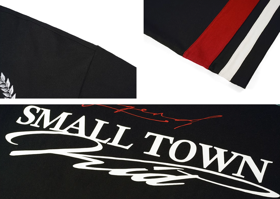 Small Town Kid 3D Embroidered Badge Fake Two-Piece Long-Sleeve Polo