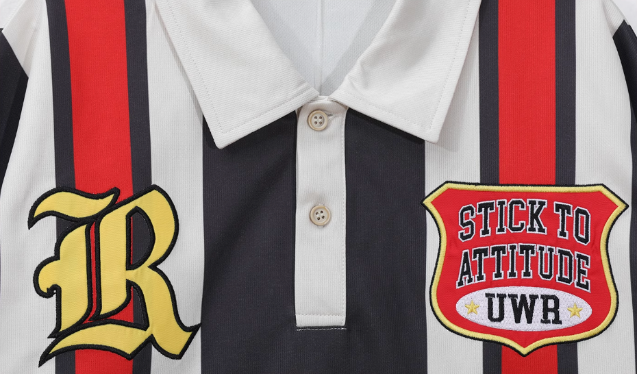 UNTILWERICH Contrast Stitch Long Sleeve Polo Jersey
