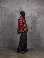 UNDERWATER Scarlet Plaid Deconstructed Destroyed Shirt Jacket