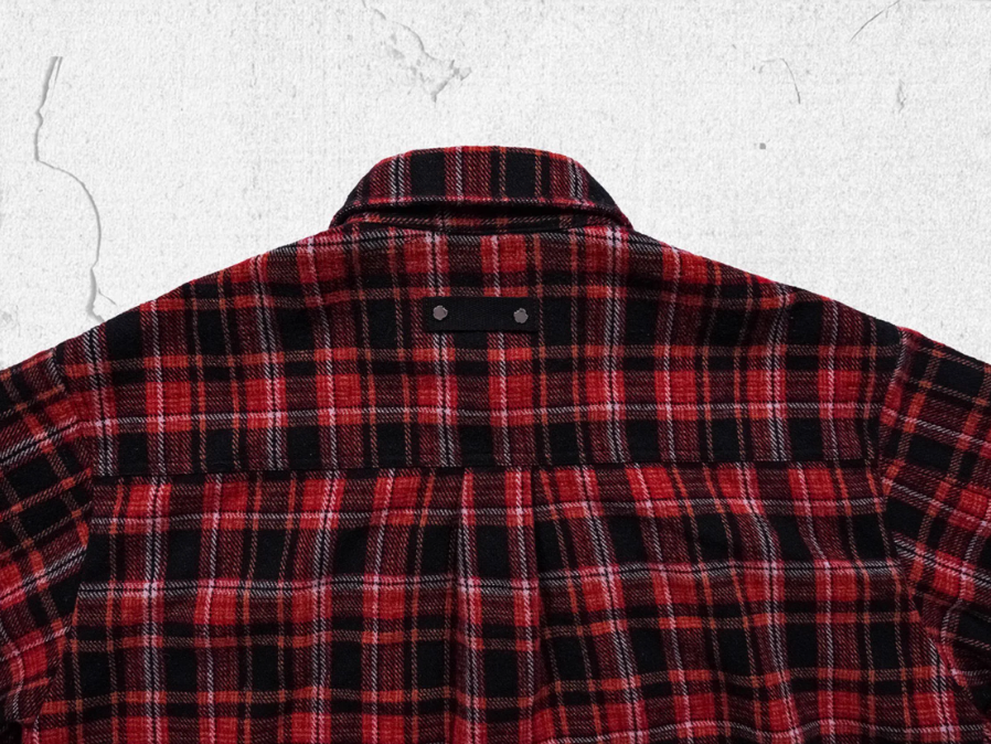 UNDERWATER Scarlet Plaid Deconstructed Destroyed Shirt Jacket