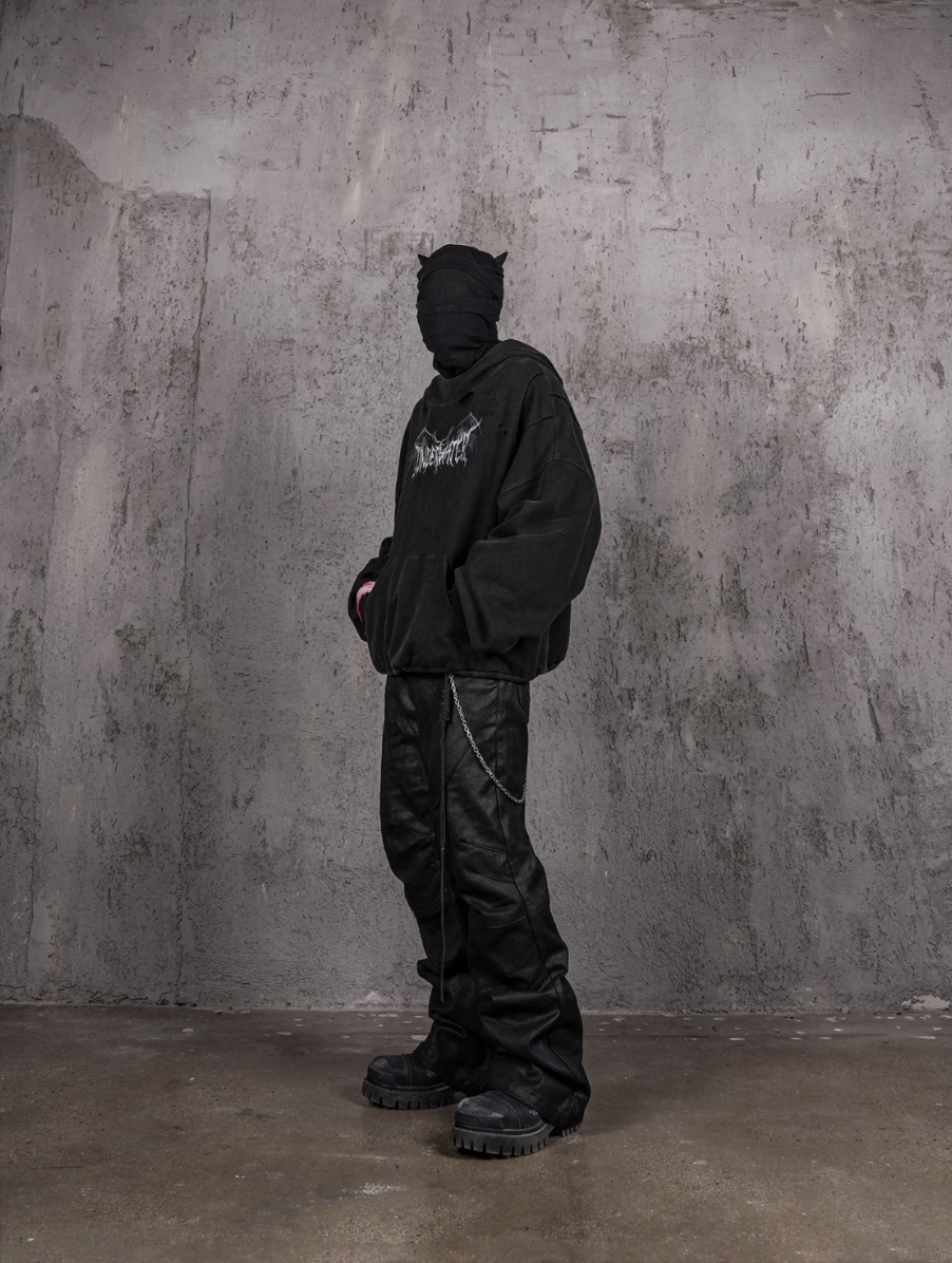 UNDERWATER Dust Black Deconstructed Destruction Hoodie