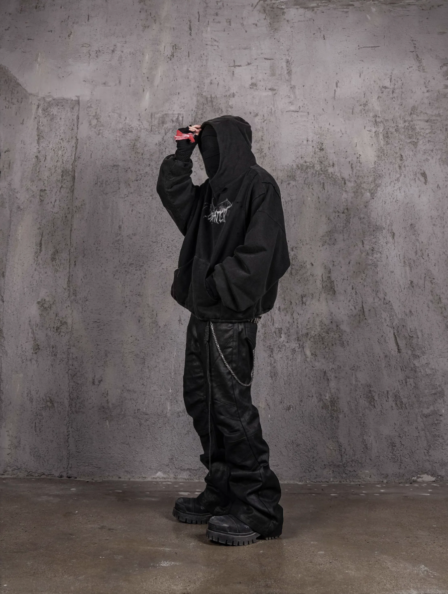 UNDERWATER Dust Black Deconstructed Destruction Hoodie