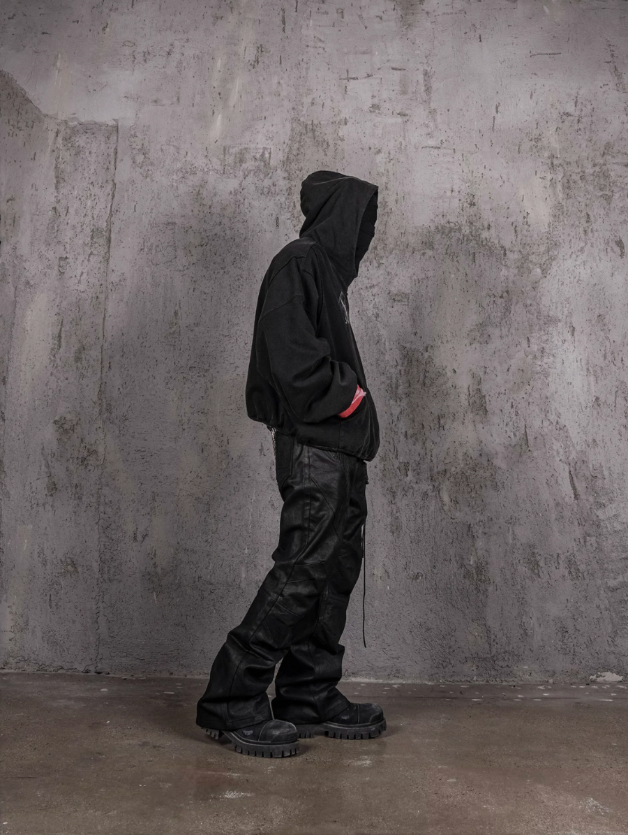 UNDERWATER Dust Black Deconstructed Destruction Hoodie