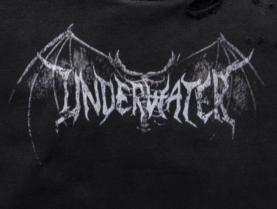 UNDERWATER Dust Black Deconstructed Destruction Hoodie