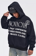 NOVACAM Slogan Puff Print Logo Hoodie