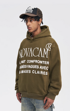 NOVACAM Slogan Puff Print Logo Hoodie