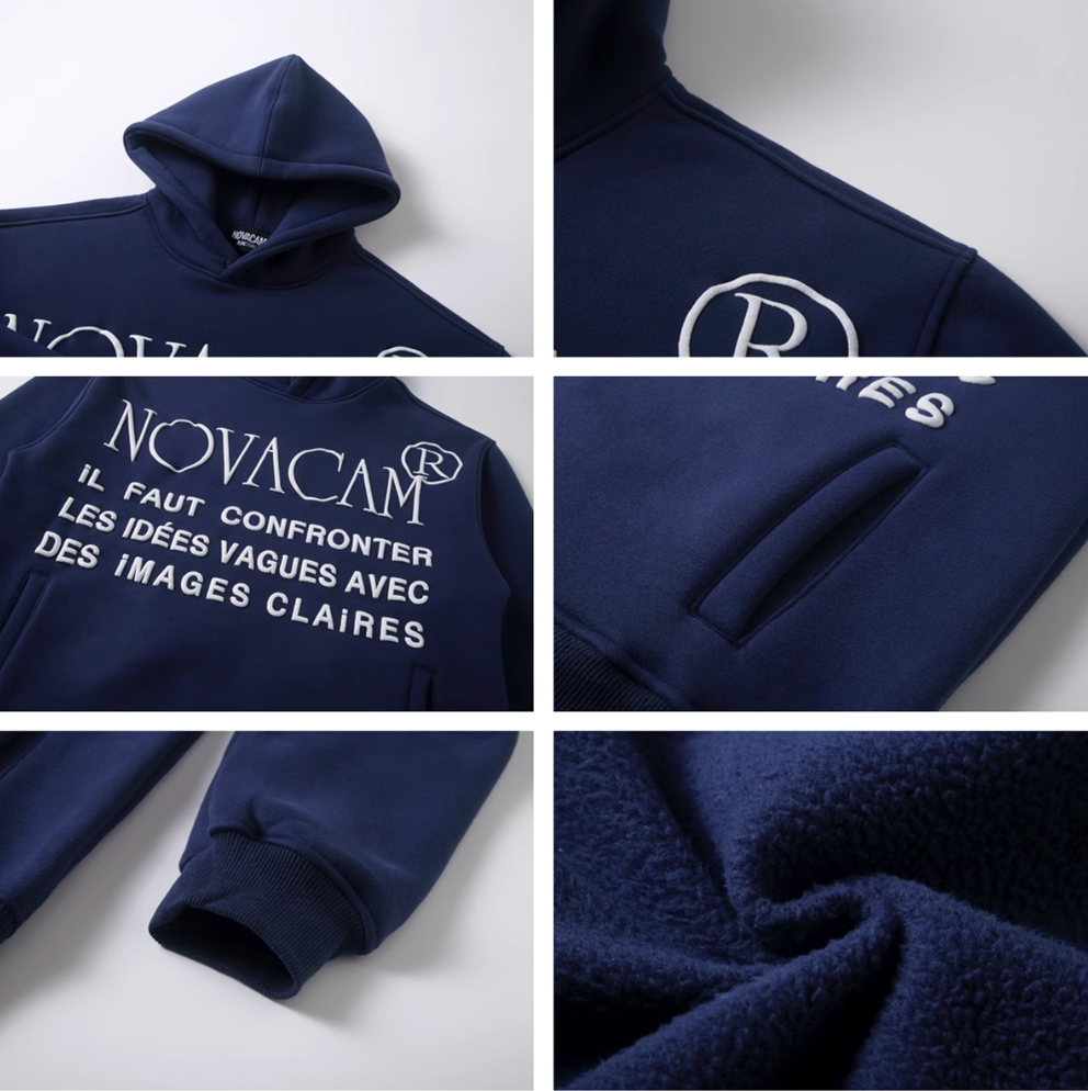 NOVACAM Slogan Puff Print Logo Hoodie