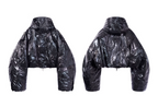 BLIND NO PLAN Wrinkled Hooded Short Bomber Jacket