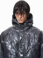 BLIND NO PLAN Wrinkled Hooded Short Bomber Jacket