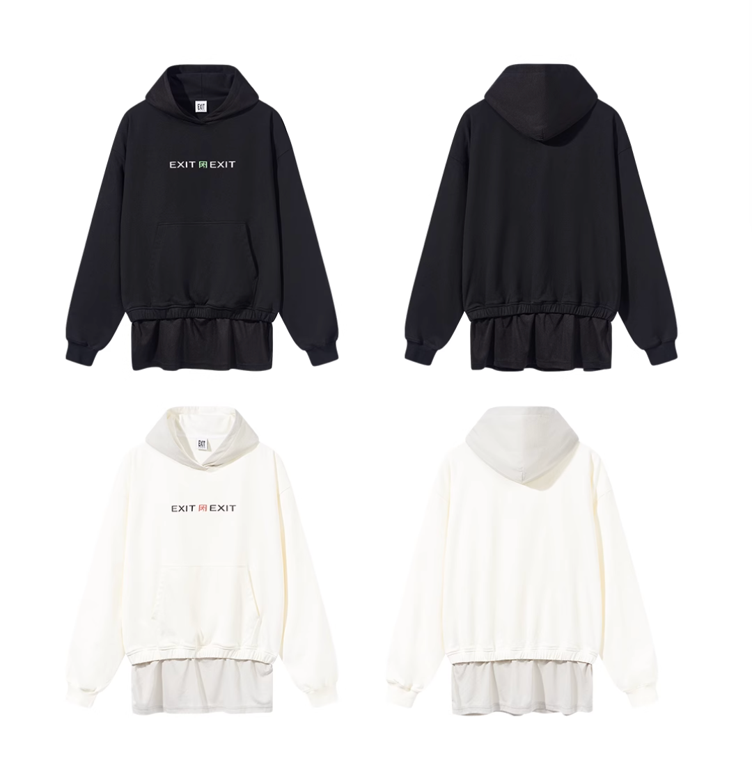 BLIND NO PLAN Layered Design Printed Hoodie