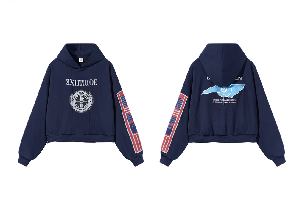 BLIND NO PLAN Reconstructed Printed Embroidered Hoodie
