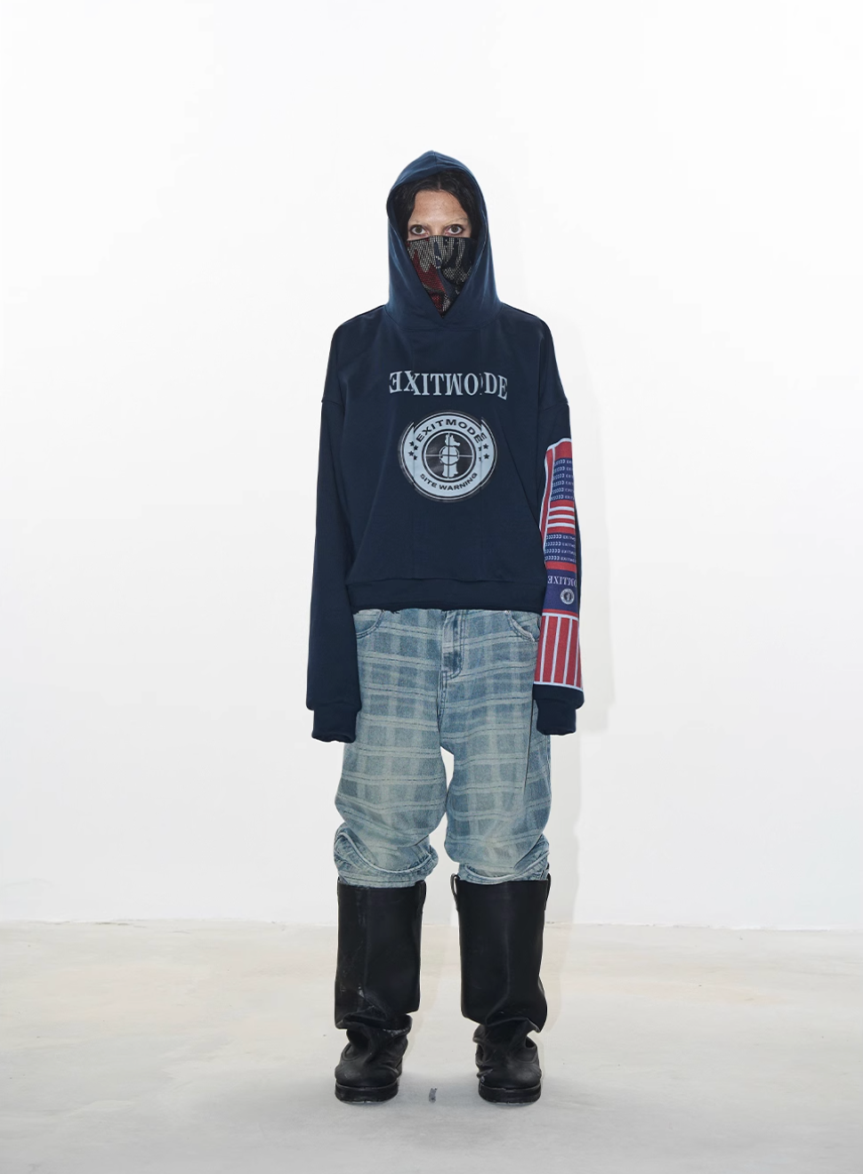 BLIND NO PLAN Reconstructed Printed Embroidered Hoodie