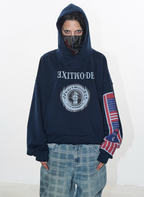 BLIND NO PLAN Reconstructed Printed Embroidered Hoodie