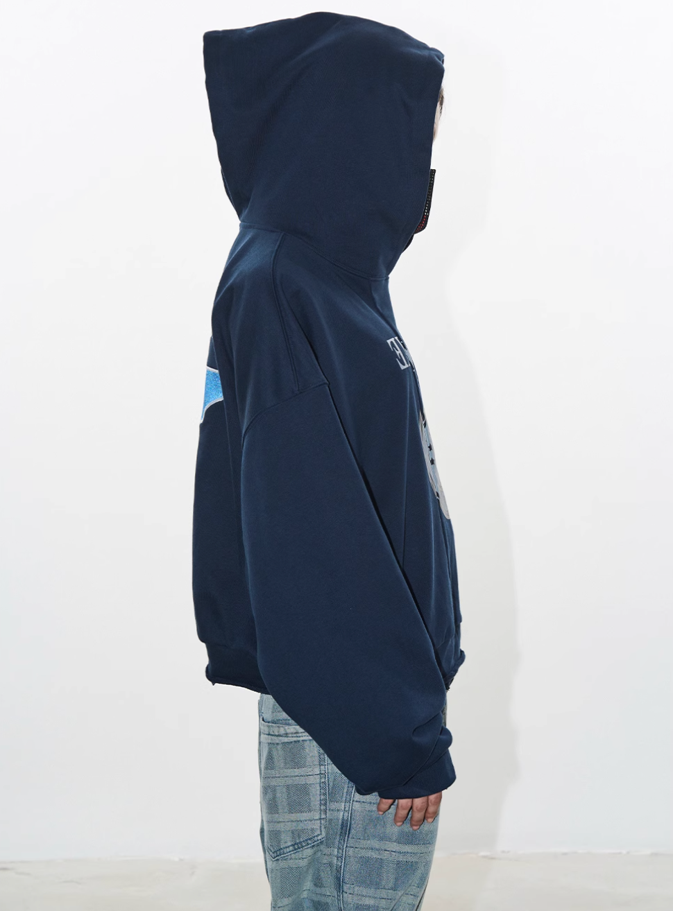 BLIND NO PLAN Reconstructed Printed Embroidered Hoodie