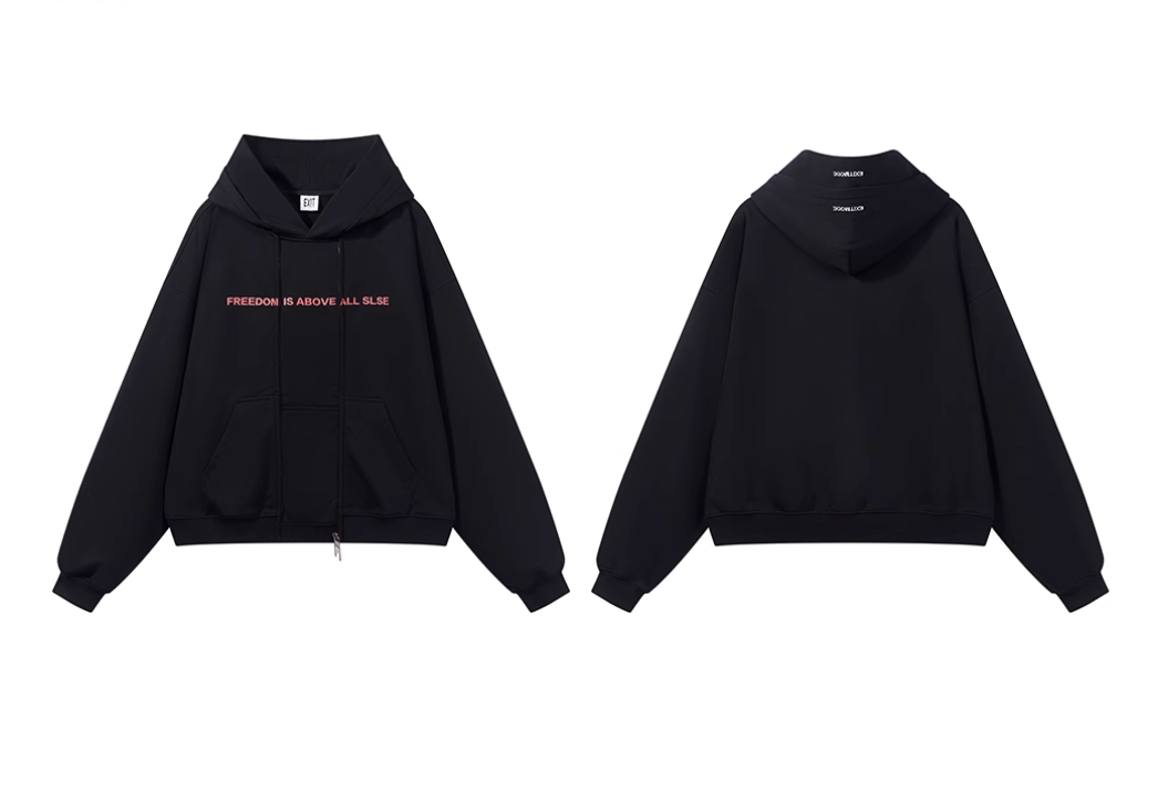 BLIND NO PLAN Double-Layer Patchwork Zipper Printed Hoodie