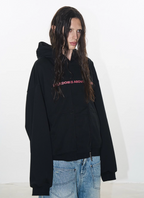 BLIND NO PLAN Double-Layer Patchwork Zipper Printed Hoodie