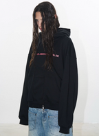 BLIND NO PLAN Double-Layer Patchwork Zipper Printed Hoodie