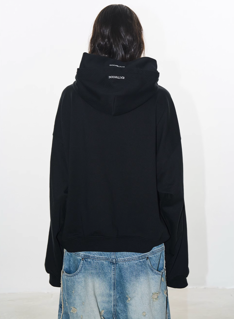 BLIND NO PLAN Double-Layer Patchwork Zipper Printed Hoodie