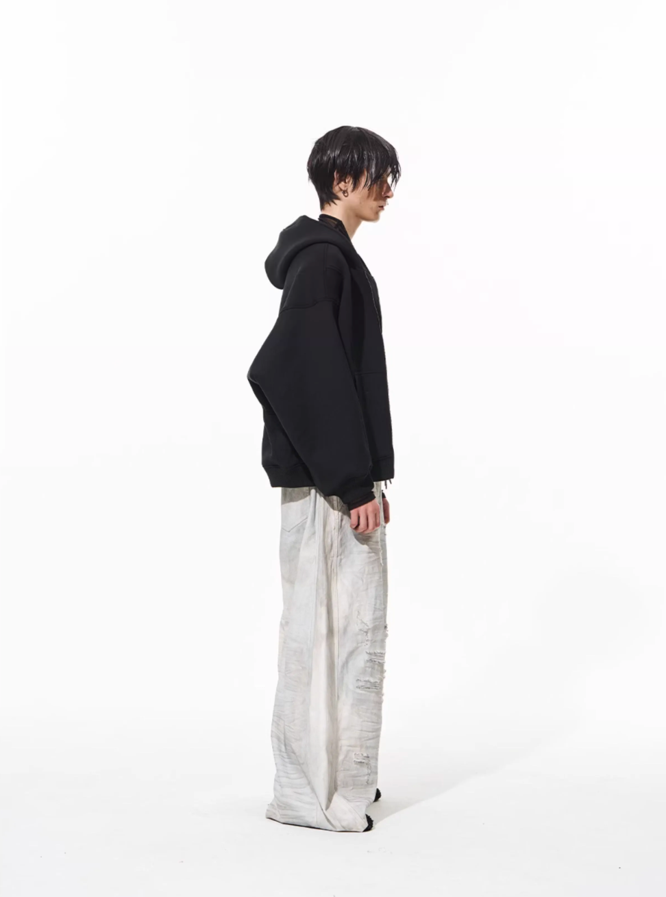 BLIND NO PLAN 3D Reconstructed Inverted Sleeves Zip-Up Hoodie