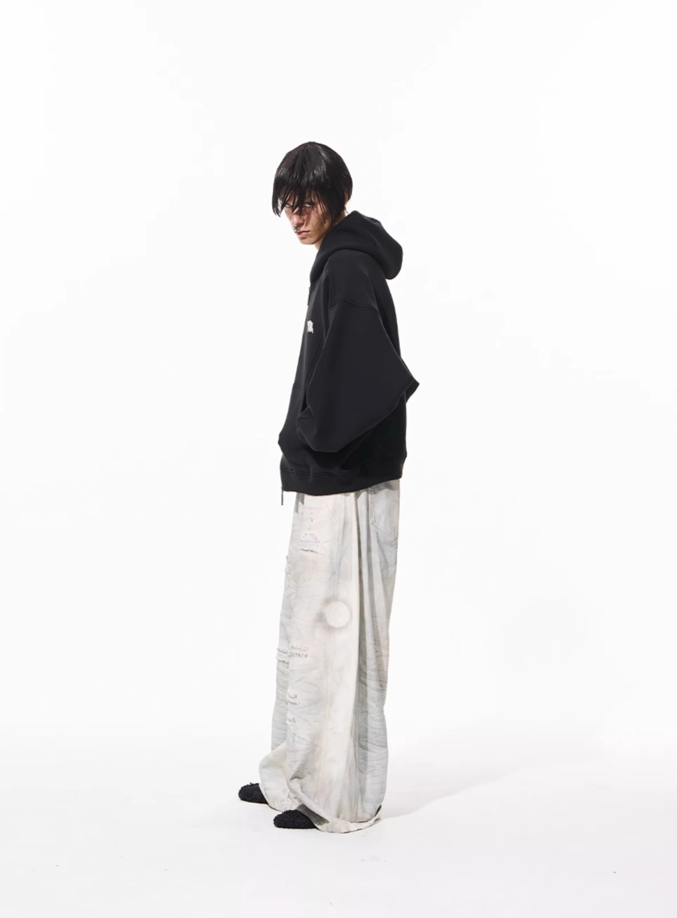 BLIND NO PLAN 3D Reconstructed Inverted Sleeves Zip-Up Hoodie