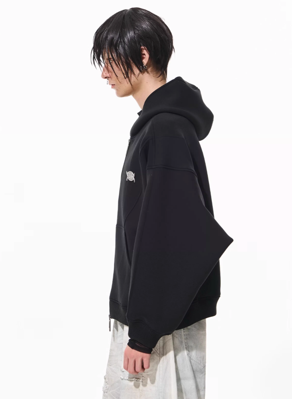 BLIND NO PLAN 3D Reconstructed Inverted Sleeves Zip-Up Hoodie