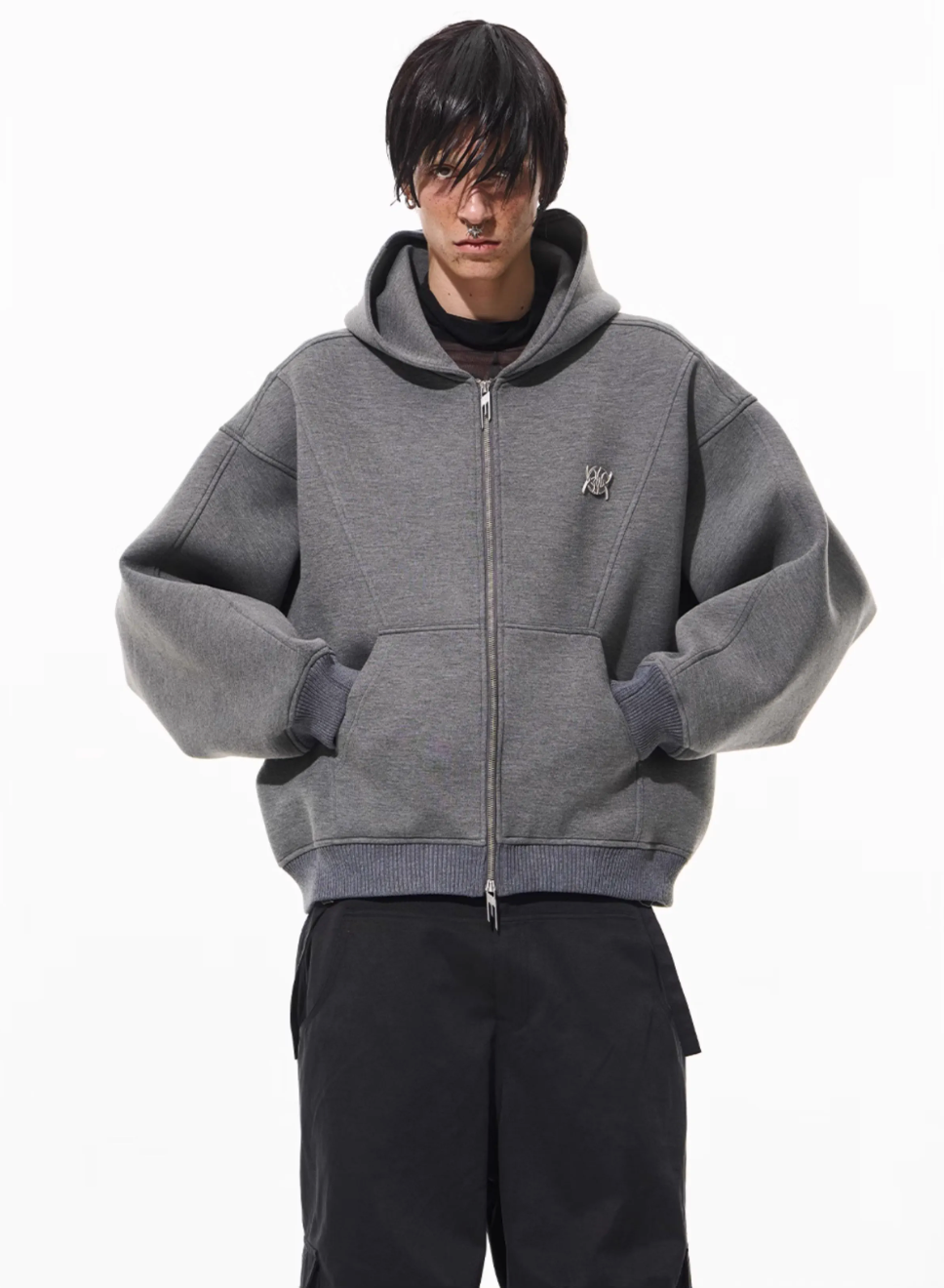 BLIND NO PLAN 3D Reconstructed Inverted Sleeves Zip-Up Hoodie