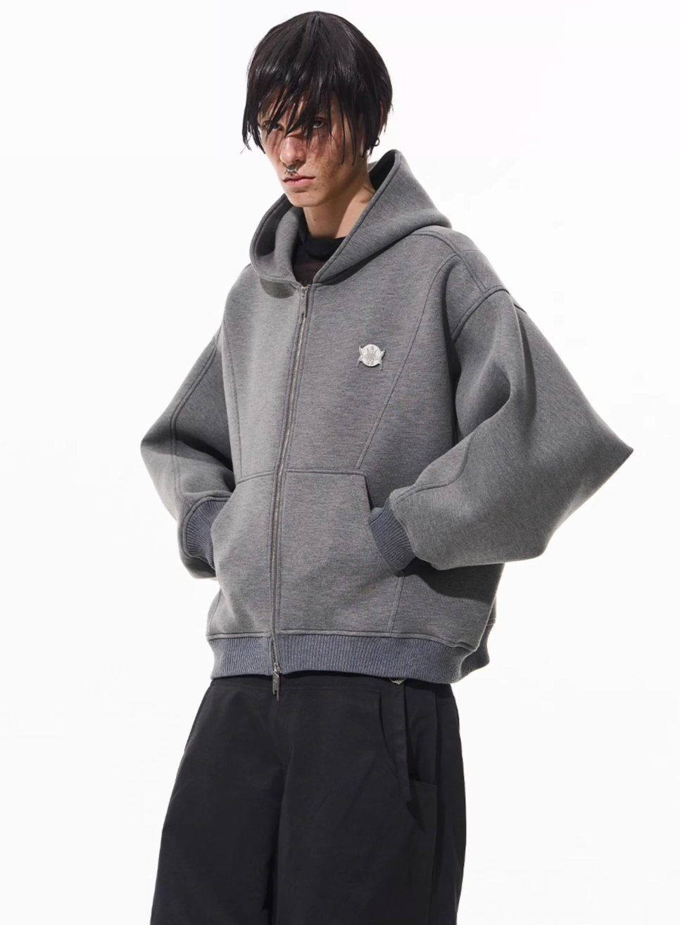 BLIND NO PLAN 3D Reconstructed Inverted Sleeves Zip-Up Hoodie