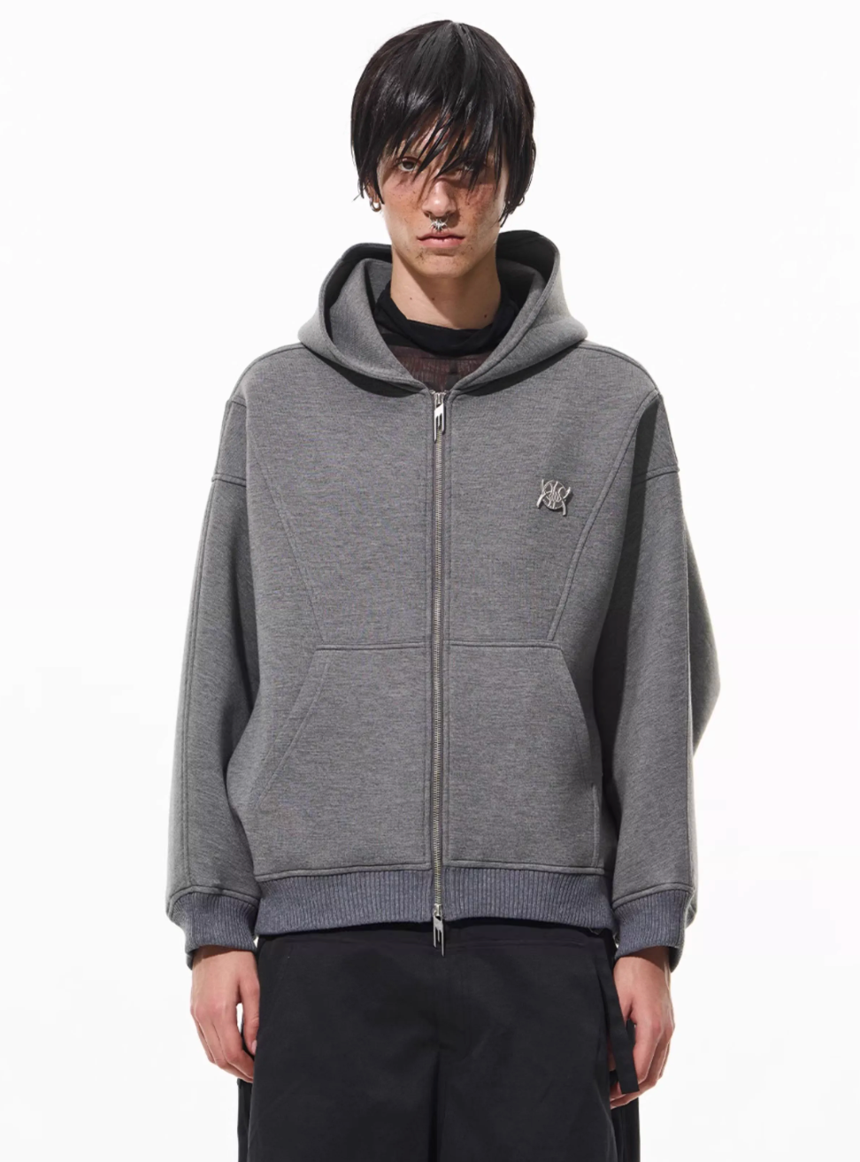 BLIND NO PLAN 3D Reconstructed Inverted Sleeves Zip-Up Hoodie