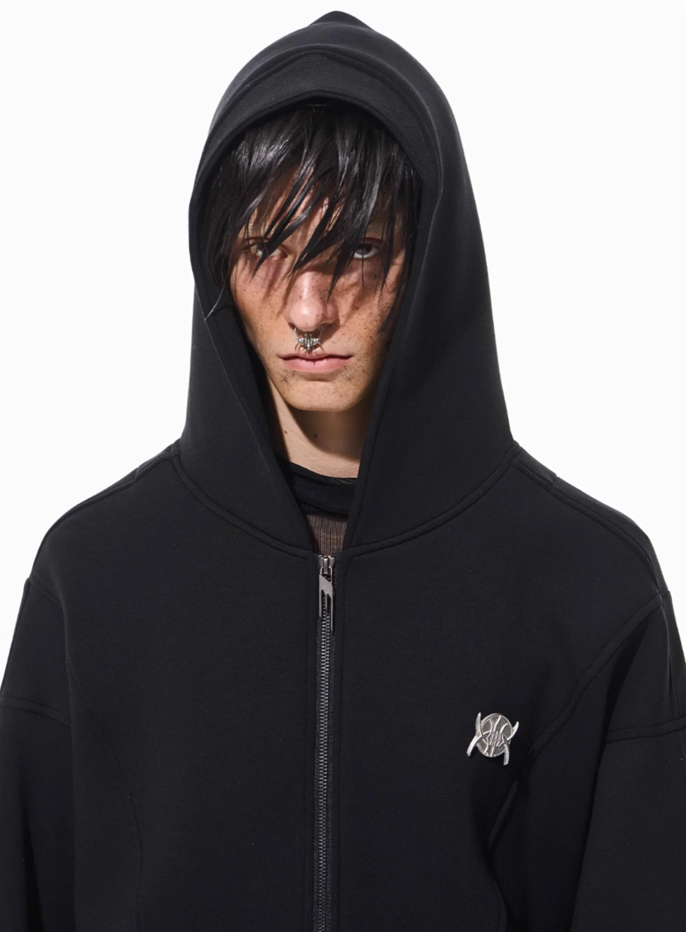 BLIND NO PLAN 3D Reconstructed Inverted Sleeves Zip-Up Hoodie