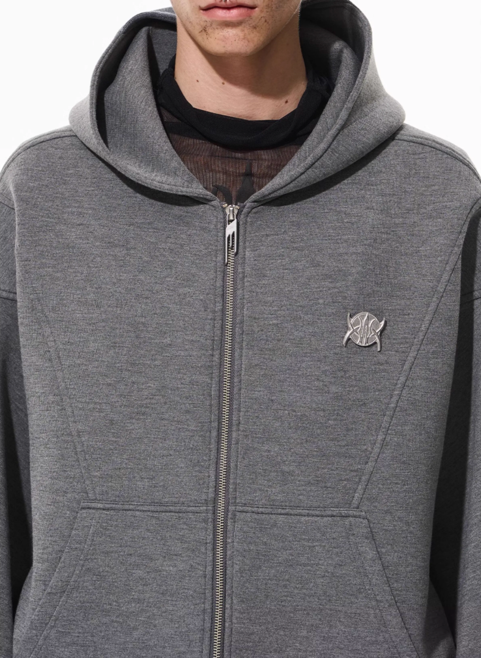 BLIND NO PLAN 3D Reconstructed Inverted Sleeves Zip-Up Hoodie