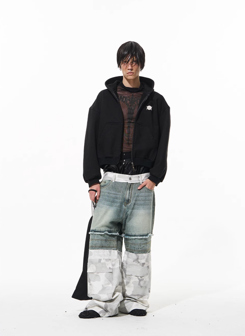 BLIND NO PLAN 3D Reconstructed Metal Logo Zip-Up Hoodie